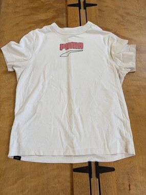 Puma White Short-Sleeve Tee with Red Logo